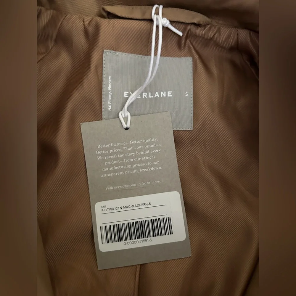 Everlane The Long Mac Trench Coat NWT Toasted Coconut - Picture 8 of 9
